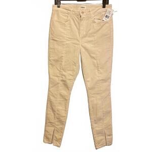 L'Agence Jyothi High Rise Sateen Women's Champagne Skinny Pants with Front Slits